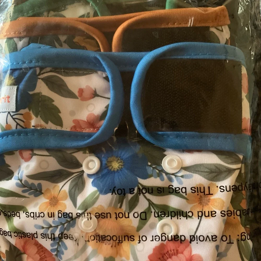 NWT, 3 Female Dog Washable Diapers in Floral Tropical prints, Medium